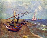 Fishing Boats on the Beach at Saints-Maries by Vincent van Gogh